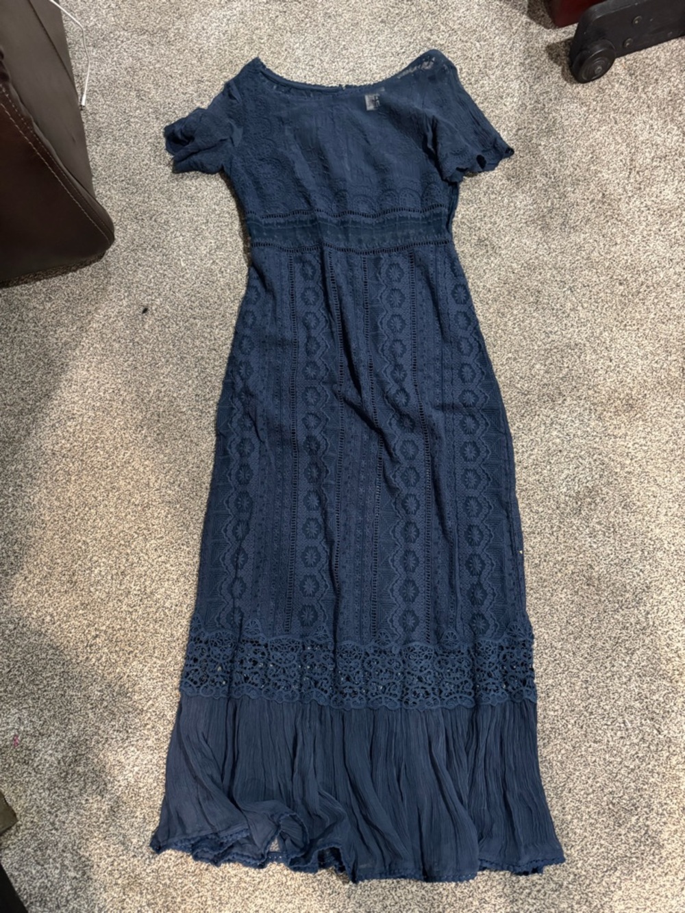 Sundance Navy Blue Lace Maxi Dress
